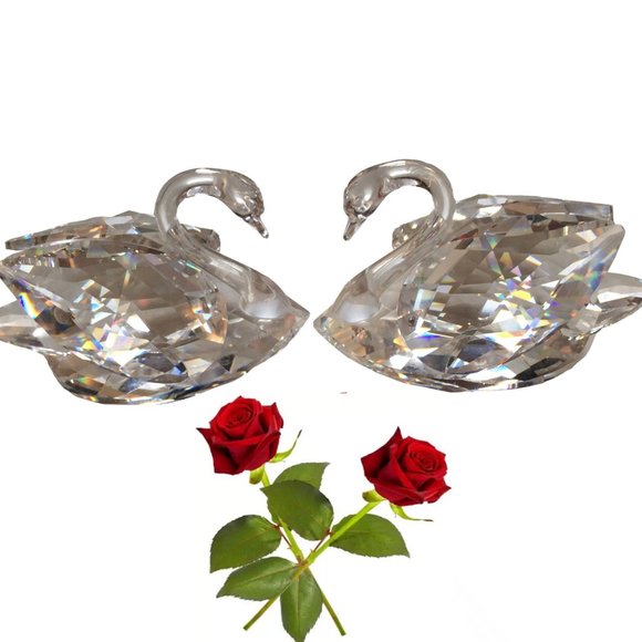 2 Swarovski Swans 🦢 𝗟𝗔𝗥𝗚𝗘 3" Love Birds Pair - Picture 1 of 10